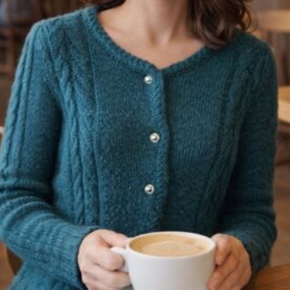 NWT Joie Women’s Forest Green Cozy Button Down Gold Button Cardigan Sweater